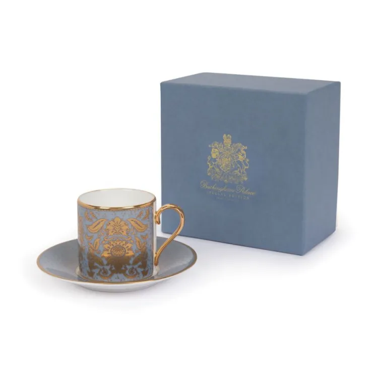 Acanthus Grey Coffee Cup And Saucer*Royal Collection Shop Outlet