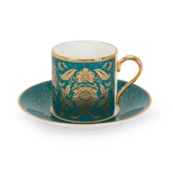 Acanthus Teal Coffee Cup And Saucer*Royal Collection Shop Hot