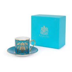 Acanthus Turquoise Coffee Cup And Saucer*Royal Collection Shop Best