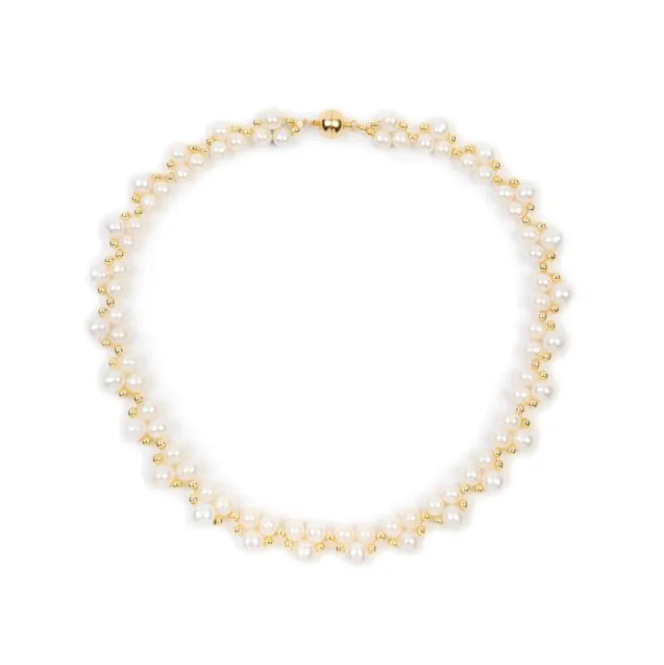 Gold Hematite And White Pearl Collar*Royal Collection Shop Outlet