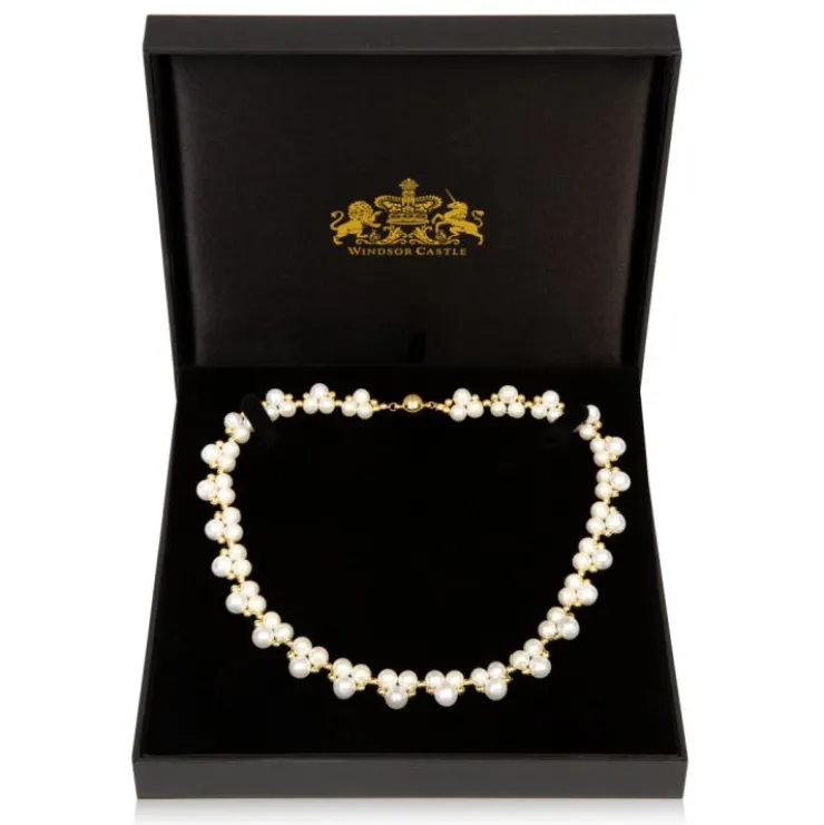 Gold Hematite And White Pearl Collar*Royal Collection Shop Outlet