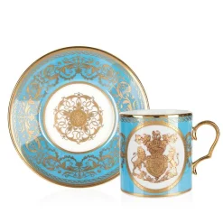 Special Edition Lustre Turquoise And Yellow Coffee Cup And Saucer*Royal Collection Shop Outlet