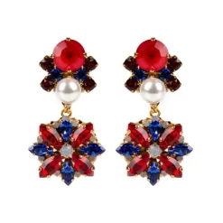 Vicki Sarge Red, White And Blue Large Drop Earrings*Royal Collection Shop Outlet